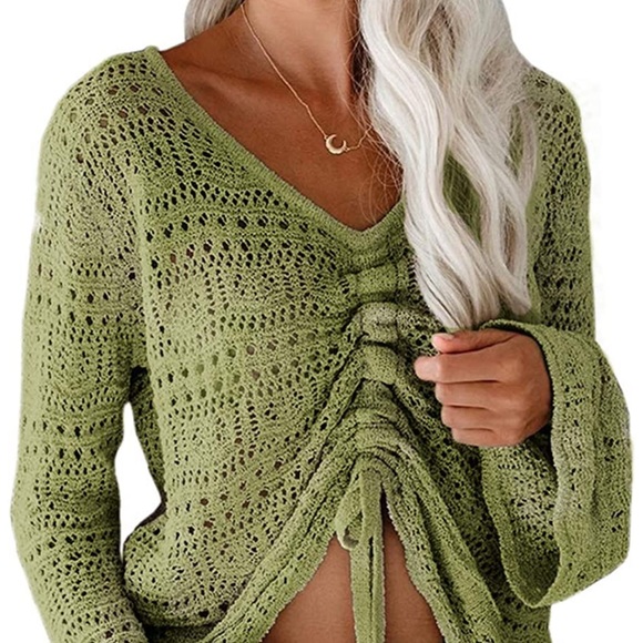 Flowy Green Bell sleeve Sweater - Picture 6 of 8